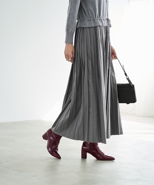 STYLE DELI（スタイルデリ）の「プリーツスカートドッキングワンピース（ワンピース・レディース・ブラック/グレー・FREE）」の9枚目の写真