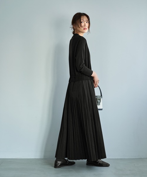 STYLE DELI（スタイルデリ）の「プリーツスカートドッキングワンピース（ワンピース・レディース・ブラック/グレー・FREE）」の16枚目の写真