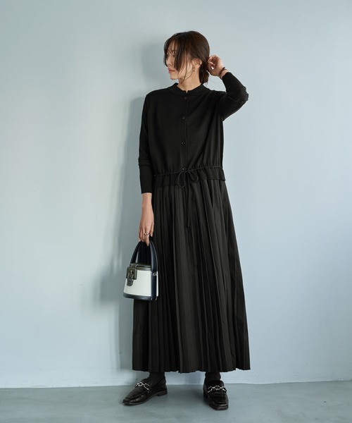 STYLE DELI（スタイルデリ）の「プリーツスカートドッキングワンピース（ワンピース・レディース・ブラック/グレー・FREE）」の18枚目の写真
