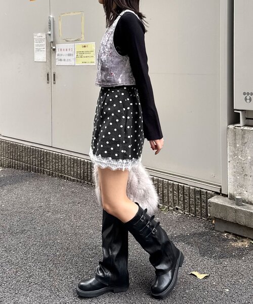 CIAOPANIC（チャオパニック）の「ラインストーンフラワー刺繡ビスチェ（キャミソール・レディース・パープル/アイボリー/ブラック・ONE SIZE）」の22枚目の写真