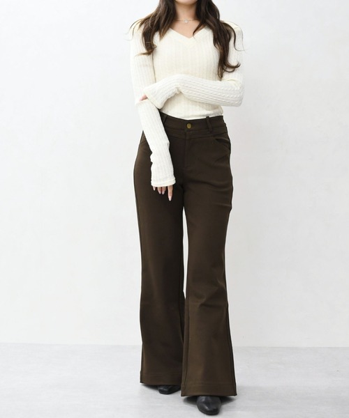 MISCH MASCH(ミッシュマッシュ)の「一部店舗限定 【美脚】ハイウエスト・ストレッチフレアパンツ(その他パンツ・レディース・ブラック/ブラウン・S/M)」の8枚目の写真