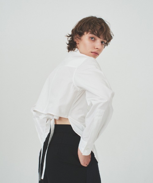 soduk（スドーク）の「【soduk】back tie shirt（シャツ/ブラウス・レディース・ホワイト/グリーン/グレー・ONE SIZE）」の4枚目の写真