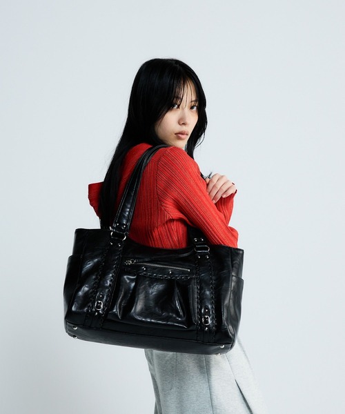 JEANASIS（ジーナシス）の「アンティークステッチトートBAG/643898（トートバッグ・レディース・オフホワイト/ブラウン/ブラック/ブラウン系その他・FREE）」の12枚目の写真