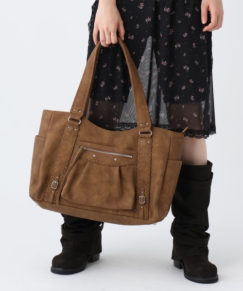 JEANASIS（ジーナシス）の「アンティークステッチトートBAG/643898（トートバッグ・レディース・オフホワイト/ブラウン/ブラック/ブラウン系その他・FREE）」の13枚目の写真