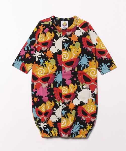 HYSTERIC MINI(ヒステリックミニ)の「SPLATTER総柄 2WAYALL(ロンパース・キッズ・ホワイト/ブラック・FREE)」の4枚目の写真