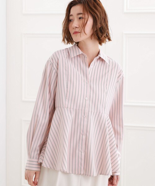 grove（グローブ）の「【体型カバー】一枚でもレイヤードでも、ペプラムフレアシャツ（シャツ/ブラウス・レディース・ブルー系7/ホワイト系5/ピンク系3・02/03/05/04/01）」の3枚目の写真