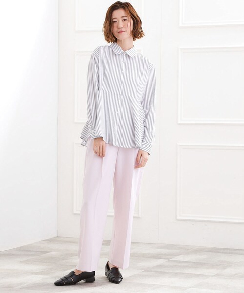 grove（グローブ）の「【体型カバー】一枚でもレイヤードでも、ペプラムフレアシャツ（シャツ/ブラウス・レディース・ブルー系7/ホワイト系5/ピンク系3・02/03/05/04/01）」の9枚目の写真