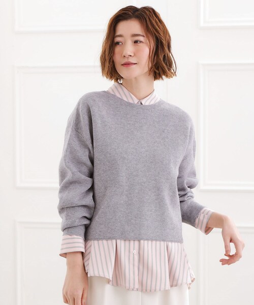 grove（グローブ）の「【体型カバー】一枚でもレイヤードでも、ペプラムフレアシャツ（シャツ/ブラウス・レディース・ブルー系7/ホワイト系5/ピンク系3・02/03/05/04/01）」の12枚目の写真