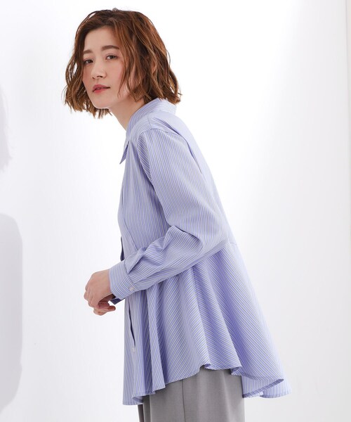grove（グローブ）の「【体型カバー】一枚でもレイヤードでも、ペプラムフレアシャツ（シャツ/ブラウス・レディース・ブルー系7/ホワイト系5/ピンク系3・02/03/05/04/01）」の17枚目の写真