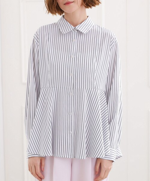 grove（グローブ）の「【体型カバー】一枚でもレイヤードでも、ペプラムフレアシャツ（シャツ/ブラウス・レディース・ブルー系7/ホワイト系5/ピンク系3・02/03/05/04/01）」の20枚目の写真