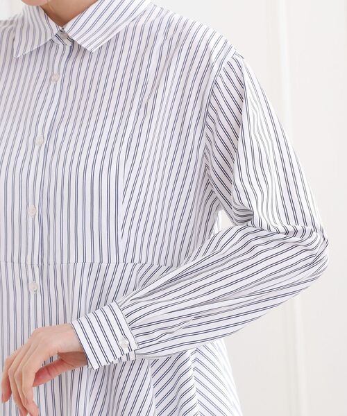 grove（グローブ）の「【体型カバー】一枚でもレイヤードでも、ペプラムフレアシャツ（シャツ/ブラウス・レディース・ブルー系7/ホワイト系5/ピンク系3・02/03/05/04/01）」の6枚目の写真