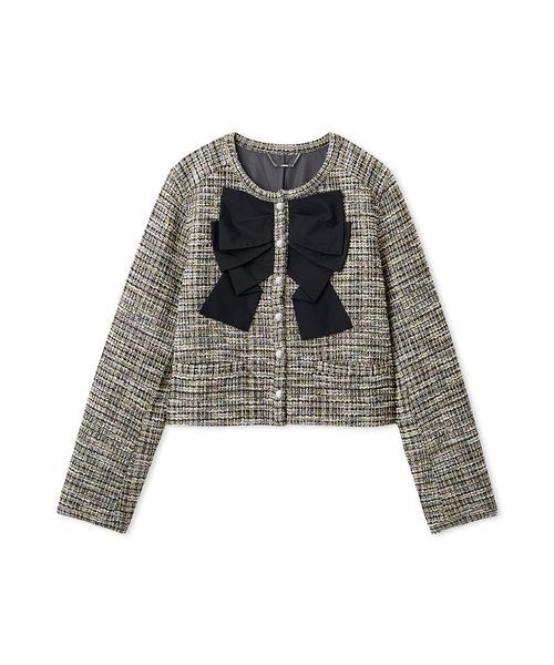 CELFORD（セルフォード）の「リボンデザインジャケット（テーラードジャケット・レディース・ピンクベージュ/マルチ/ダークネイビー・36/38）」の3枚目の写真