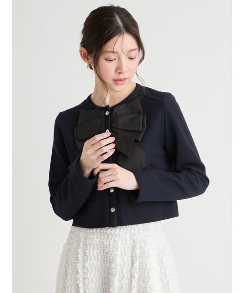 CELFORD（セルフォード）の「リボンデザインジャケット（テーラードジャケット・レディース・ピンクベージュ/マルチ/ダークネイビー・36/38）」の6枚目の写真