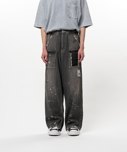 Maison MIHARA YASUHIRO(メゾンミハラヤスヒロ)の「Stripe Denim Bush Pants(デニムパンツ・メンズ・ブラック・48)」の1枚目の写真