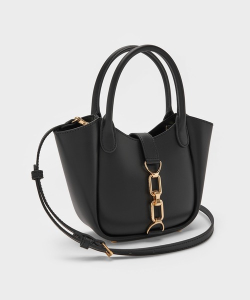 CHARLES & KEITH（チャールズ & キース）の「Agatha アガサ チェーンアクセントバケットバッグ（トートバッグ・レディース・ブラック/チョコ/クリーム・S）」の19枚目の写真