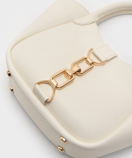 CHARLES & KEITH（チャールズ & キース）の「Agatha アガサ チェーンアクセントバケットバッグ（トートバッグ・レディース・ブラック/チョコ/クリーム・S）」の10枚目の写真