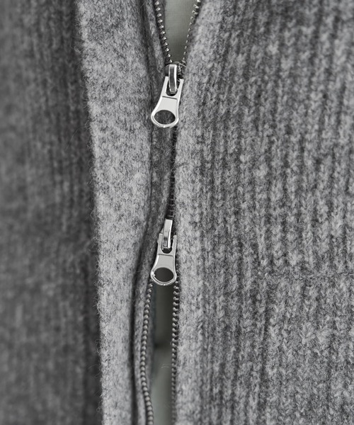 STYLE DELI（スタイルデリ）の「ダブルジップスタンドネックニットジャケット（その他アウター・レディース・グレー/ピンク/アイボリー・FREE）」の5枚目の写真