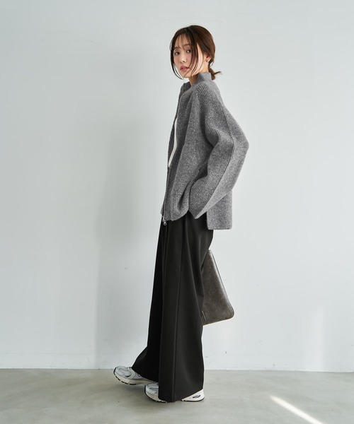 STYLE DELI（スタイルデリ）の「ダブルジップスタンドネックニットジャケット（その他アウター・レディース・グレー/ピンク/アイボリー・FREE）」の8枚目の写真