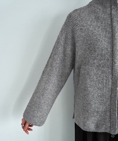 STYLE DELI（スタイルデリ）の「ダブルジップスタンドネックニットジャケット（その他アウター・レディース・グレー/ピンク/アイボリー・FREE）」の9枚目の写真