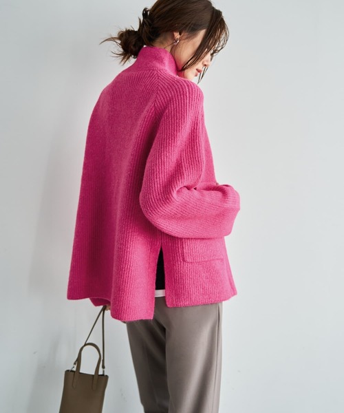 STYLE DELI（スタイルデリ）の「ダブルジップスタンドネックニットジャケット（その他アウター・レディース・グレー/ピンク/アイボリー・FREE）」の14枚目の写真