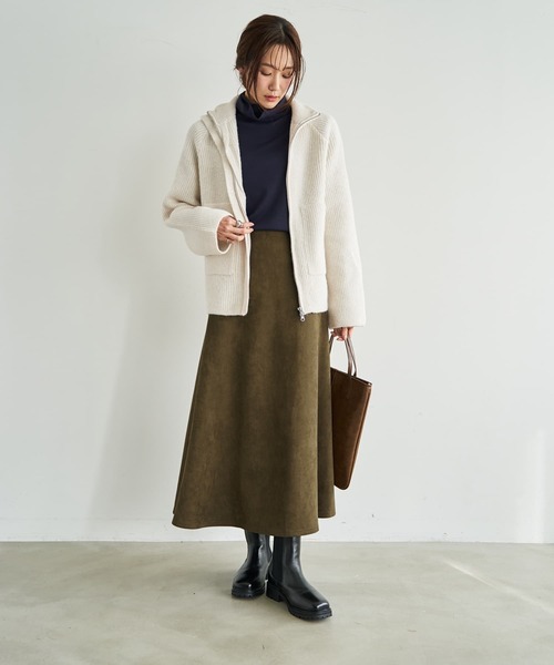 STYLE DELI（スタイルデリ）の「ダブルジップスタンドネックニットジャケット（その他アウター・レディース・グレー/ピンク/アイボリー・FREE）」の16枚目の写真