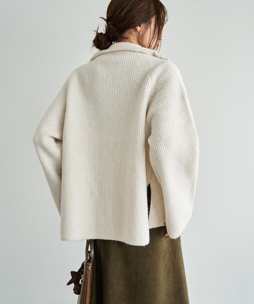 STYLE DELI（スタイルデリ）の「ダブルジップスタンドネックニットジャケット（その他アウター・レディース・グレー/ピンク/アイボリー・FREE）」の18枚目の写真