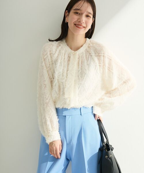 Green　Parks（グリーンパークス）の「O.フサフサ2wayボウタイブラウス（シャツ/ブラウス・レディース・ブラック/オフホワイト・FREE）」の6枚目の写真