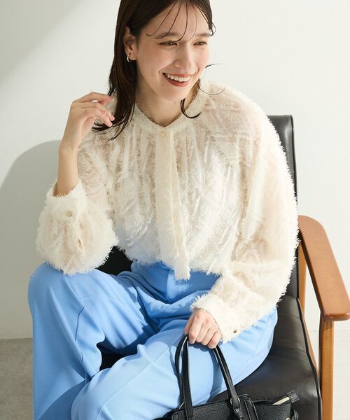 Green　Parks（グリーンパークス）の「O.フサフサ2wayボウタイブラウス（シャツ/ブラウス・レディース・ブラック/オフホワイト・FREE）」の9枚目の写真