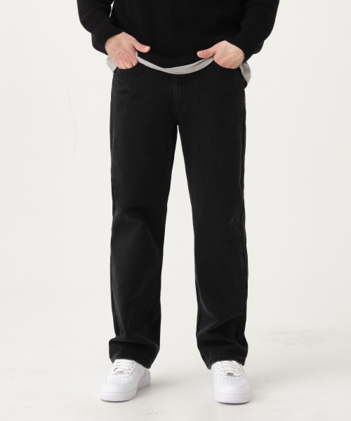 ACSHI(アクシ)の「デイリーセミワイドデニムパンツ(黒青)(デニムパンツ・メンズ・その他・M/L/XL/XXL)」の1枚目の写真