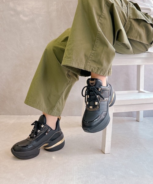 Noubel Voug Relax(ヌーベルヴォーグリラックス)の「上品スニーカー サッと履ける 異素材コンビ厚底 大人スニーカー【2026新作】(スニーカー・レディース・ブラック/ホワイト/シャンパン・25cm/24cm/23.5cm/23cm/24.5cm/22.5cm)」の13枚目の写真