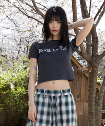 WXT058 ルナキフ バックレス 半袖Tシャツ (チャコール)