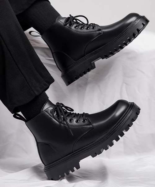 WESTBOY(ウエストボーイ)の「厚底 3.5cm ミリタリー レースアップ アンクルブーツ WO25W17SH01(ブーツ・メンズ・ブラック・41/42/43/44)」の3枚目の写真