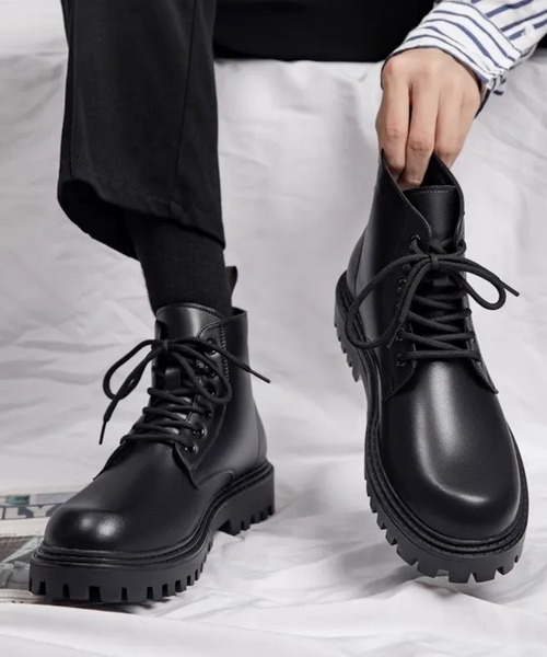 WESTBOY(ウエストボーイ)の「厚底 3.5cm ミリタリー レースアップ アンクルブーツ WO25W17SH01(ブーツ・メンズ・ブラック・41/42/43/44)」の4枚目の写真