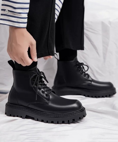WESTBOY(ウエストボーイ)の「厚底 3.5cm ミリタリー レースアップ アンクルブーツ WO25W17SH01(ブーツ・メンズ・ブラック・41/42/43/44)」の5枚目の写真