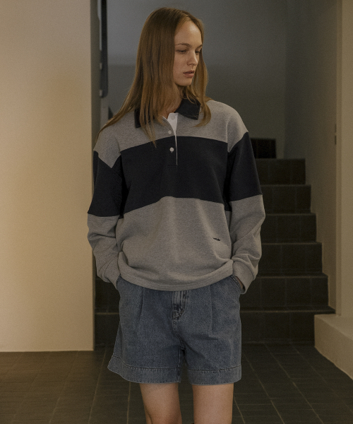 KNOWNBETTER（ノウンベター）の「Bold coloring button collar MTM [KNFW02TS28]_Navy（スウェット・レディース・ネイビー・FREE）」の2枚目の写真