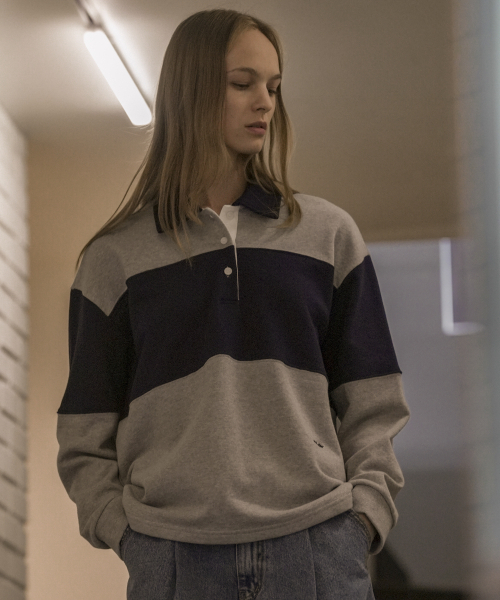 KNOWNBETTER（ノウンベター）の「Bold coloring button collar MTM [KNFW02TS28]_Navy（スウェット・レディース・ネイビー・FREE）」の3枚目の写真