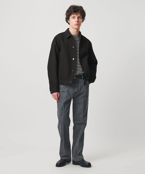 UNITED ARROWS（ユナイテッドアローズ）の「リネン バスケットツイル モダン トラッカージャケット（ブルゾン・メンズ・ブラック/ベージュ・S/M/XL/L）」の4枚目の写真