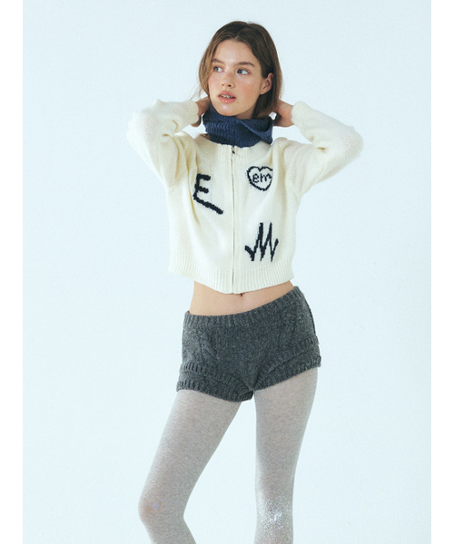 ETMON(エトモン)の「Lettering Zip-Up Knit Cardigan, Ivory(カーディガン/ボレロ・レディース・その他・FREE)」の1枚目の写真