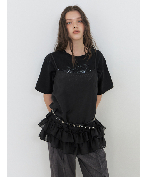 ETMON（エトモン）の「Slip Frill Blouse, Black（シャツ/ブラウス・レディース・その他・FREE）」の2枚目の写真