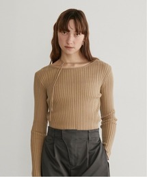 コードチョーカーリブニットトップス