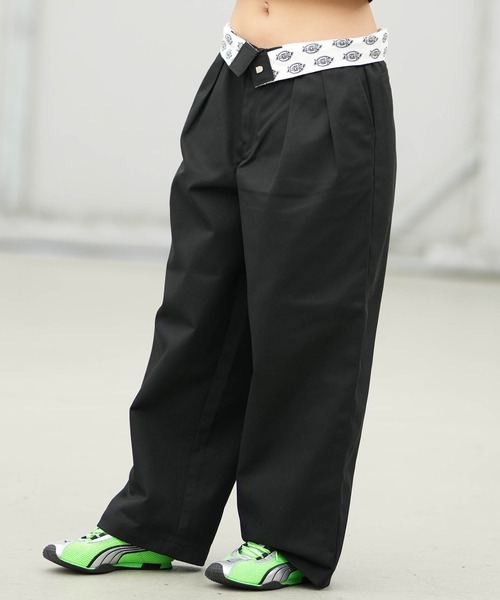 Dickies（ディッキーズ）の「【ムラサキスポーツ限定】Dickies/ディッキーズ ロングパンツ ツータック バギーパンツ ワイドシルエット DY0002（その他パンツ・レディース・ブラック/オリーブ/ホワイト/カーキブラウン・L/M）」の3枚目の写真