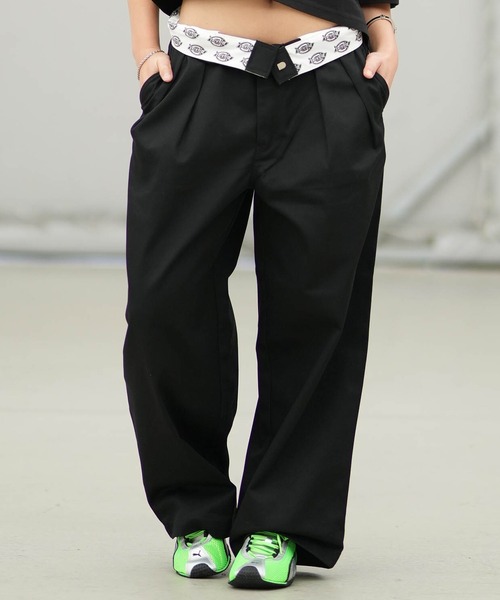 Dickies（ディッキーズ）の「【ムラサキスポーツ限定】Dickies/ディッキーズ ロングパンツ ツータック バギーパンツ ワイドシルエット DY0002（その他パンツ・レディース・ブラック/オリーブ/ホワイト/カーキブラウン・L/M）」の14枚目の写真