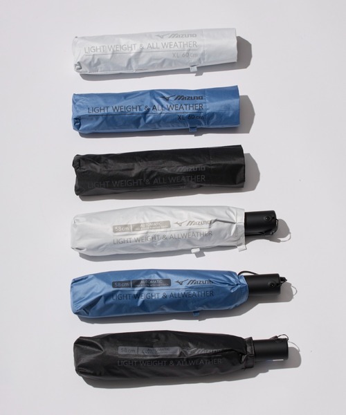 MIZUNO(ミズノ )の「【WEB限定】遮光100% 遮熱 晴雨兼用 折りたたみ日傘 自動開閉 軽量 ビッグロゴ(折りたたみ傘・レディース・ホワイト/ブラック/ブルー・FREE)」の5枚目の写真