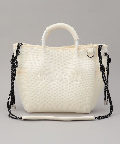 coen（コーエン）の「coen（コーエン）ロゴ刺繍 メッシュパフ2wayトートバッグ（Mサイズ）（ショルダーバッグ・レディース・ベージュ/ダークグレー/オフホワイト/ライトグレー/ブラック・FREE）」の13枚目の写真