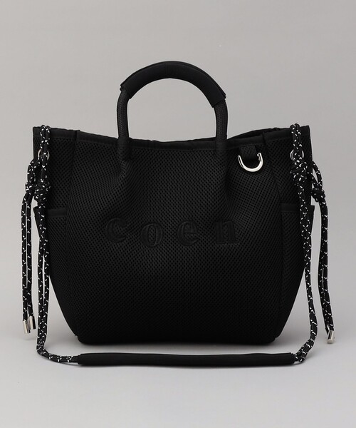 coen（コーエン）の「coen（コーエン）ロゴ刺繍 メッシュパフ2wayトートバッグ（Mサイズ）（ショルダーバッグ・レディース・ベージュ/ダークグレー/オフホワイト/ライトグレー/ブラック・FREE）」の14枚目の写真