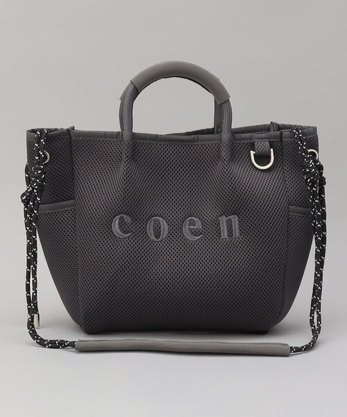 coen（コーエン）の「coen（コーエン）ロゴ刺繍 メッシュパフ2wayトートバッグ（Mサイズ）（ショルダーバッグ・レディース・ベージュ/ダークグレー/オフホワイト/ライトグレー/ブラック・FREE）」の15枚目の写真
