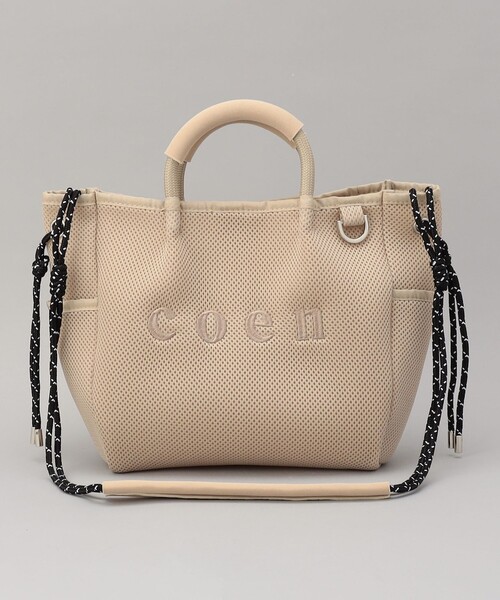 coen（コーエン）の「coen（コーエン）ロゴ刺繍 メッシュパフ2wayトートバッグ（Mサイズ）（ショルダーバッグ・レディース・ベージュ/ダークグレー/オフホワイト/ライトグレー/ブラック・FREE）」の16枚目の写真