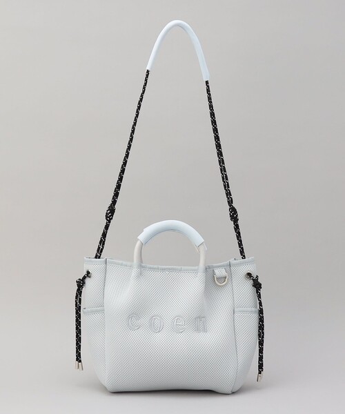 coen（コーエン）の「coen（コーエン）ロゴ刺繍 メッシュパフ2wayトートバッグ（Mサイズ）（ショルダーバッグ・レディース・ベージュ/ダークグレー/オフホワイト/ライトグレー/ブラック・FREE）」の21枚目の写真
