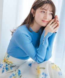 2026春夏新作 ベーシックハイネックラメリブニット