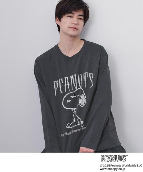 THE SHOP TK （ザ ショップ ティーケー ）の「PEANUTS ／ ピーナッツ スヌーピー ヴィンテージ風プリント長袖Tシャツ（Tシャツ/カットソー・メンズ・オフホワイト/チャコールグレー/グレー・03/02/04）」の2枚目の写真